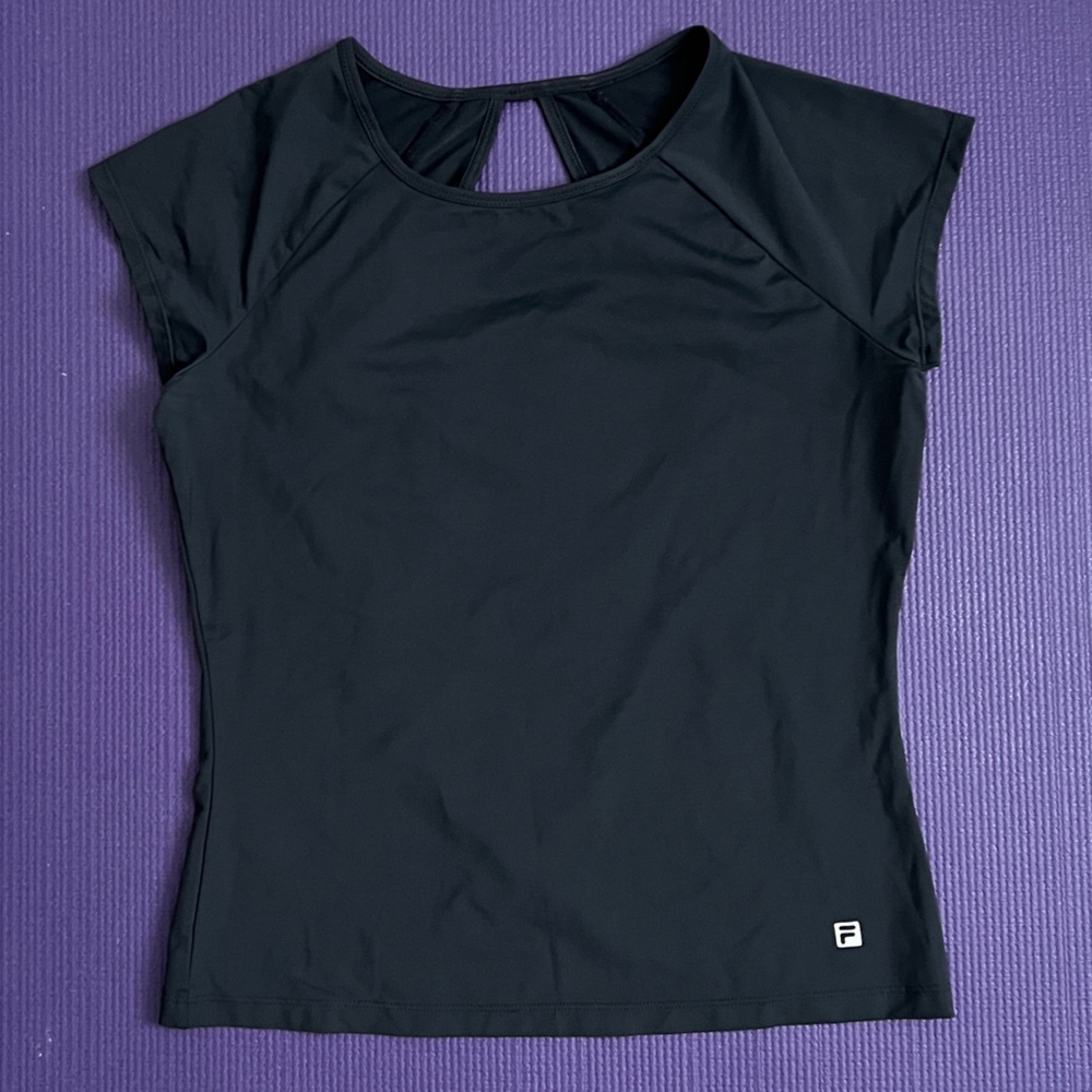 Fila Black Fitted Cut Out Sleeveless Tank Top